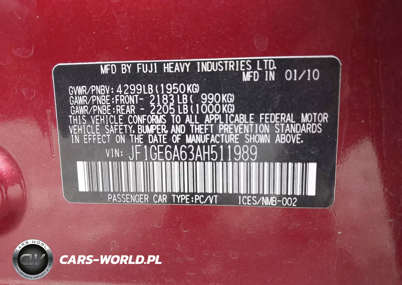 2010 Subaru Impreza 2.5I VIN:JF1GE6A63AH511989 - 9