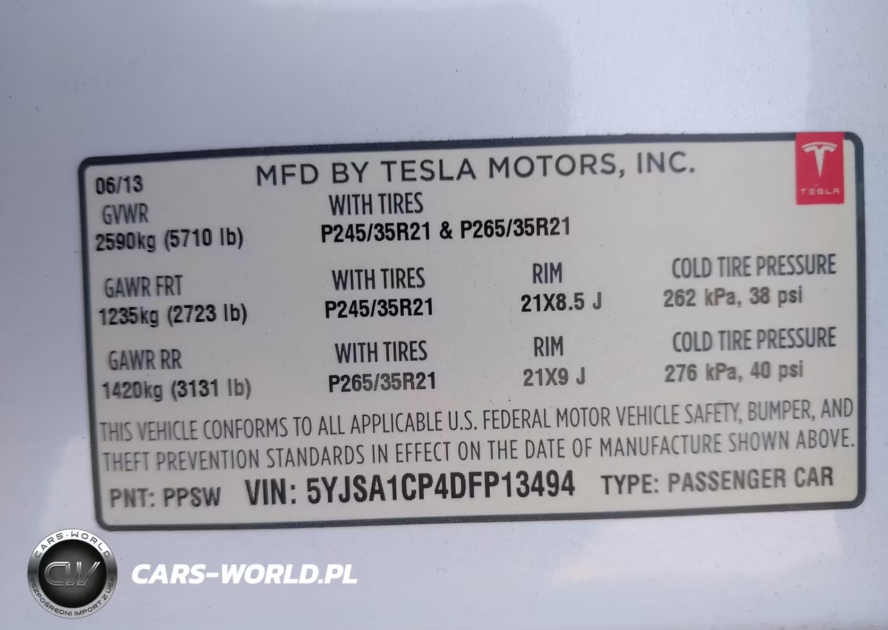 2013 Tesla Model S Performance VIN:5YJSA1CP4DFP13494 - 9