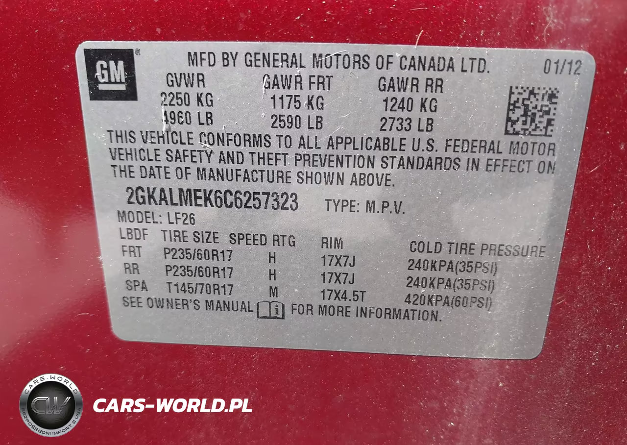 2012 GMC Terrain Sle-1 VIN:2GKALMEK6C6257323 - 9