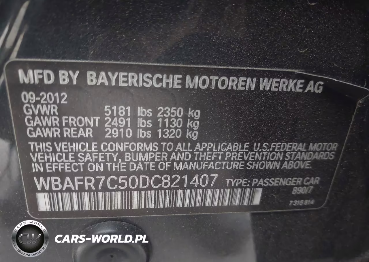 2013 BMW 535I VIN:WBAFR7C50DC821407 - 9