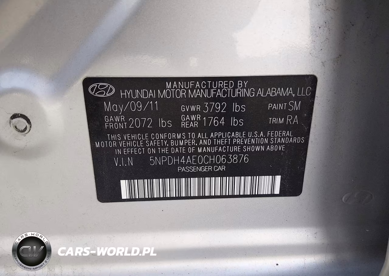 2012 Hyundai Elantra Gls VIN:5NPDH4AE0CH063876 - 9