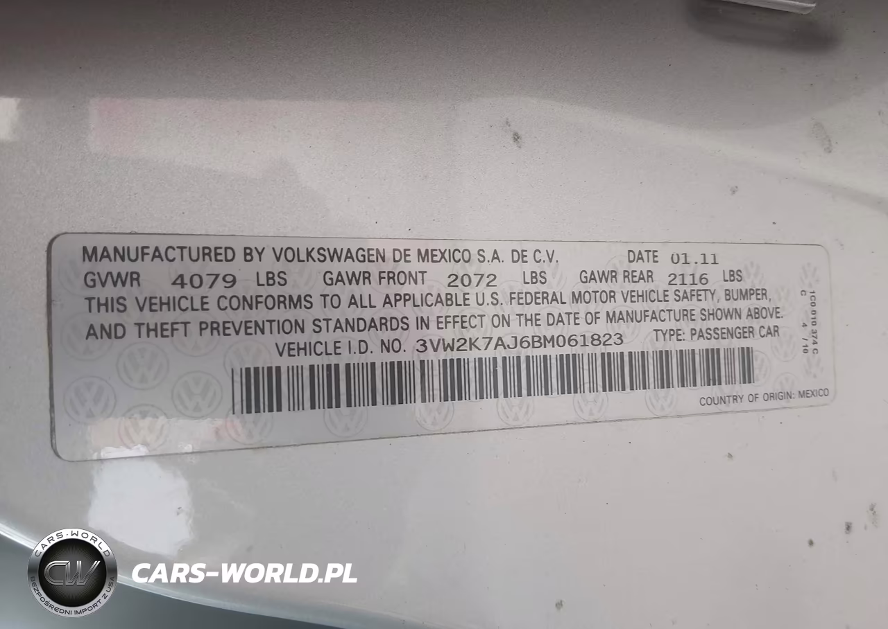 2011 Volkswagen Jetta 2.0L S VIN:3VW2K7AJ6BM061823 - 9