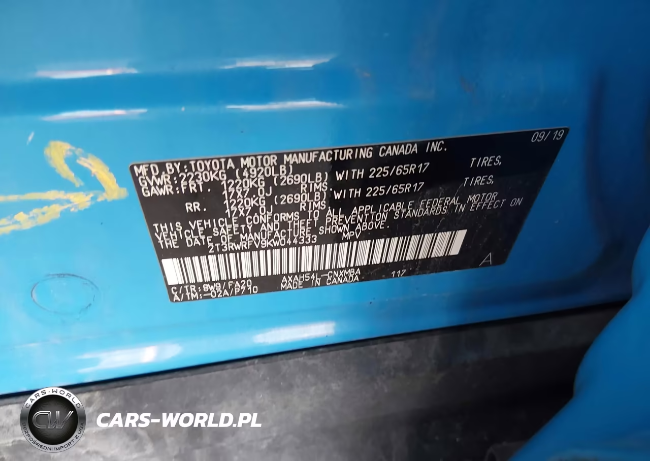 2019 Toyota Rav4 Hybrid Xle VIN:2T3RWRFV9KW044333 - 9
