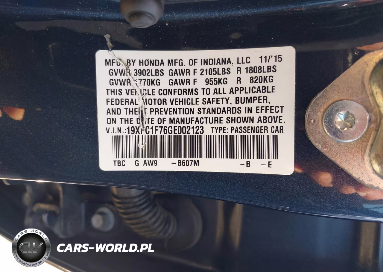 2016 Honda Civic Ex-L VIN:19XFC1F76GE002123 - 9