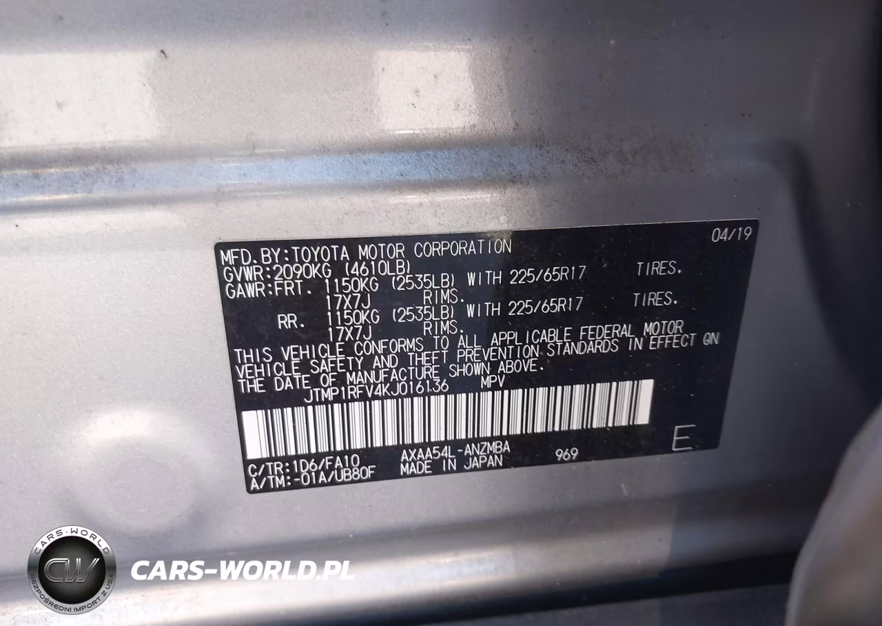 2019 Toyota Rav4 Xle VIN:JTMP1RFV4KJ016136 - 9