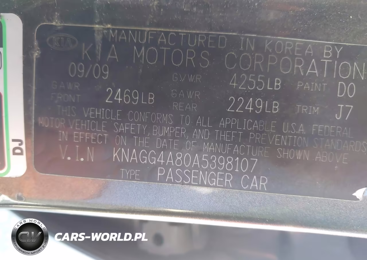 2010 Kia Optima Lx VIN:KNAGG4A80A5398107 - 9