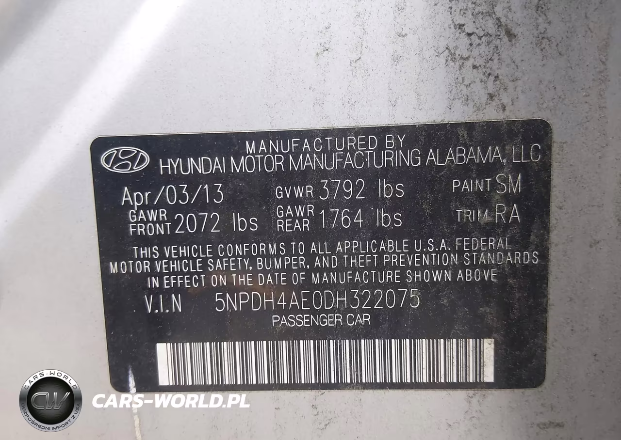 2013 Hyundai Elantra Gls VIN:5NPDH4AE0DH322075 - 9