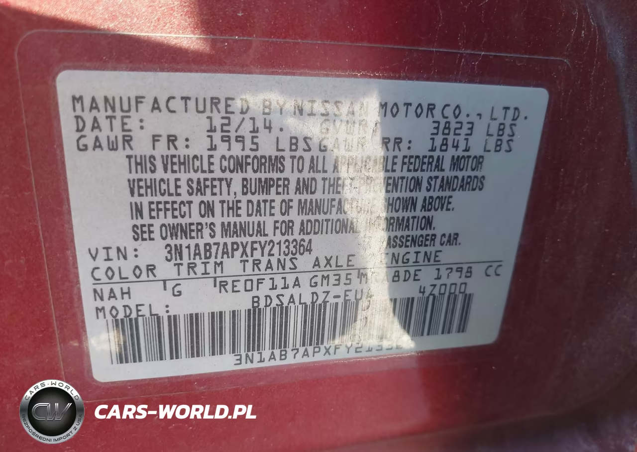 2015 Nissan Sentra Sv VIN:3N1AB7APXFY213364 - 9