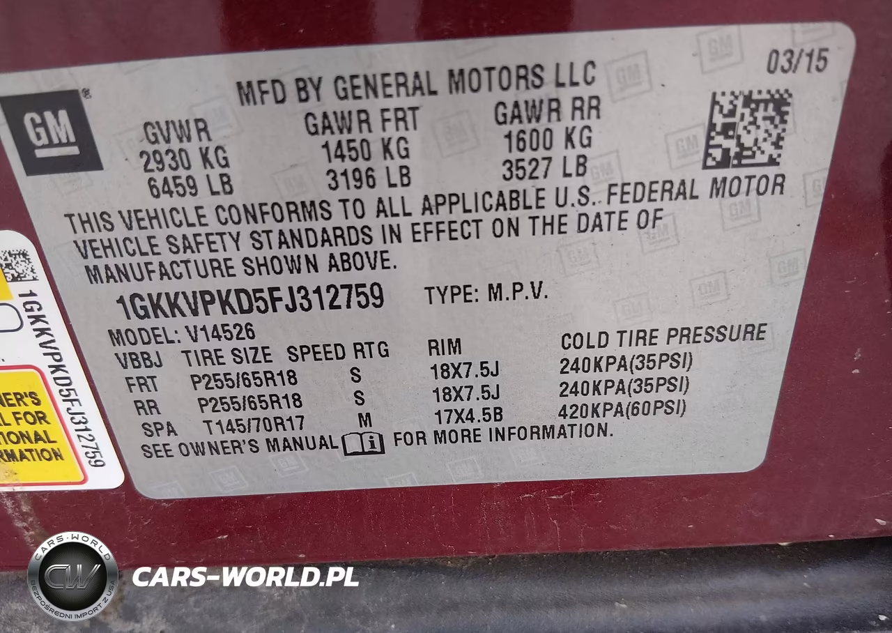 2015 GMC Acadia Sle-2 VIN:1GKKVPKD5FJ312759 - 9