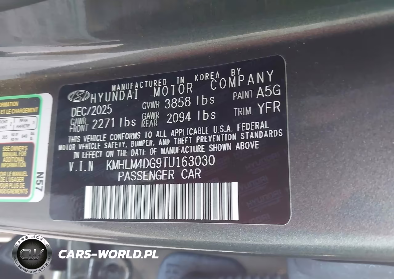 2026 Hyundai Elantra Sel Sport VIN:KMHLM4DG9TU163030 - 9