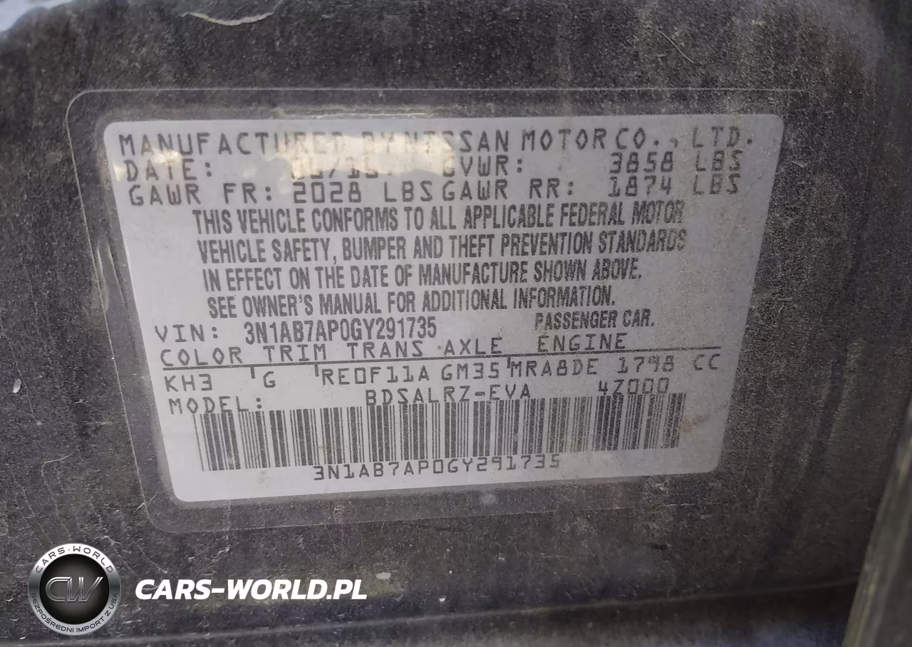 2016 Nissan Sentra Sr VIN:3N1AB7AP0GY291735 - 9