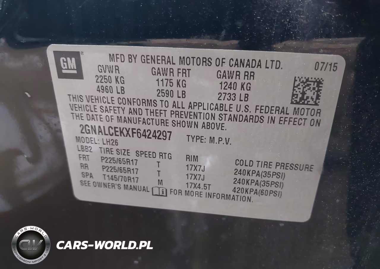 2015 Chevrolet Equinox 2Lt VIN:2GNALCEKXF6424297 - 9