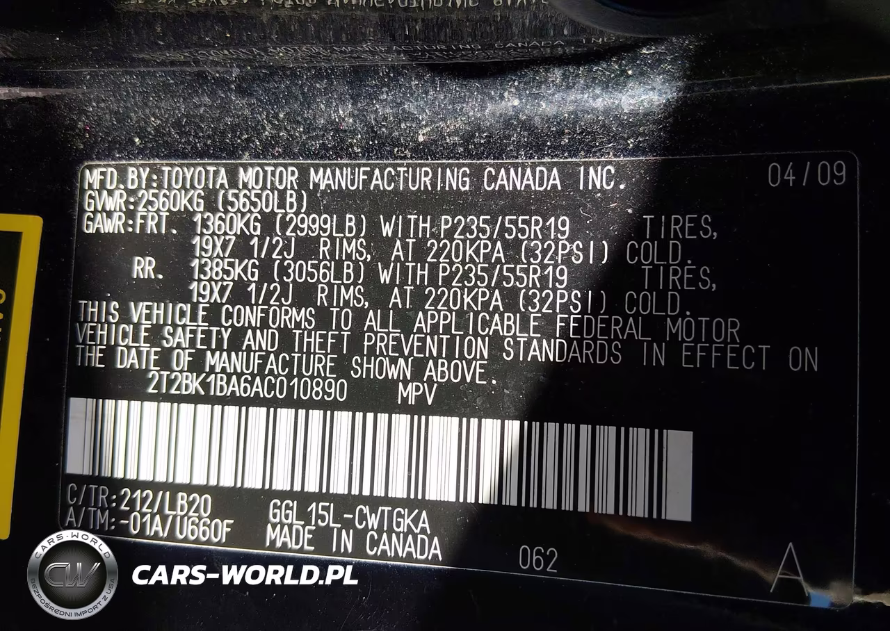 2010 Lexus Rx 350 VIN:2T2BK1BA6AC010890 - 9