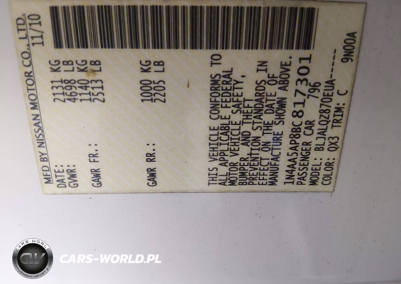 2011 Nissan Maxima 3.5 S VIN:1N4AA5AP8BC817301 - 9