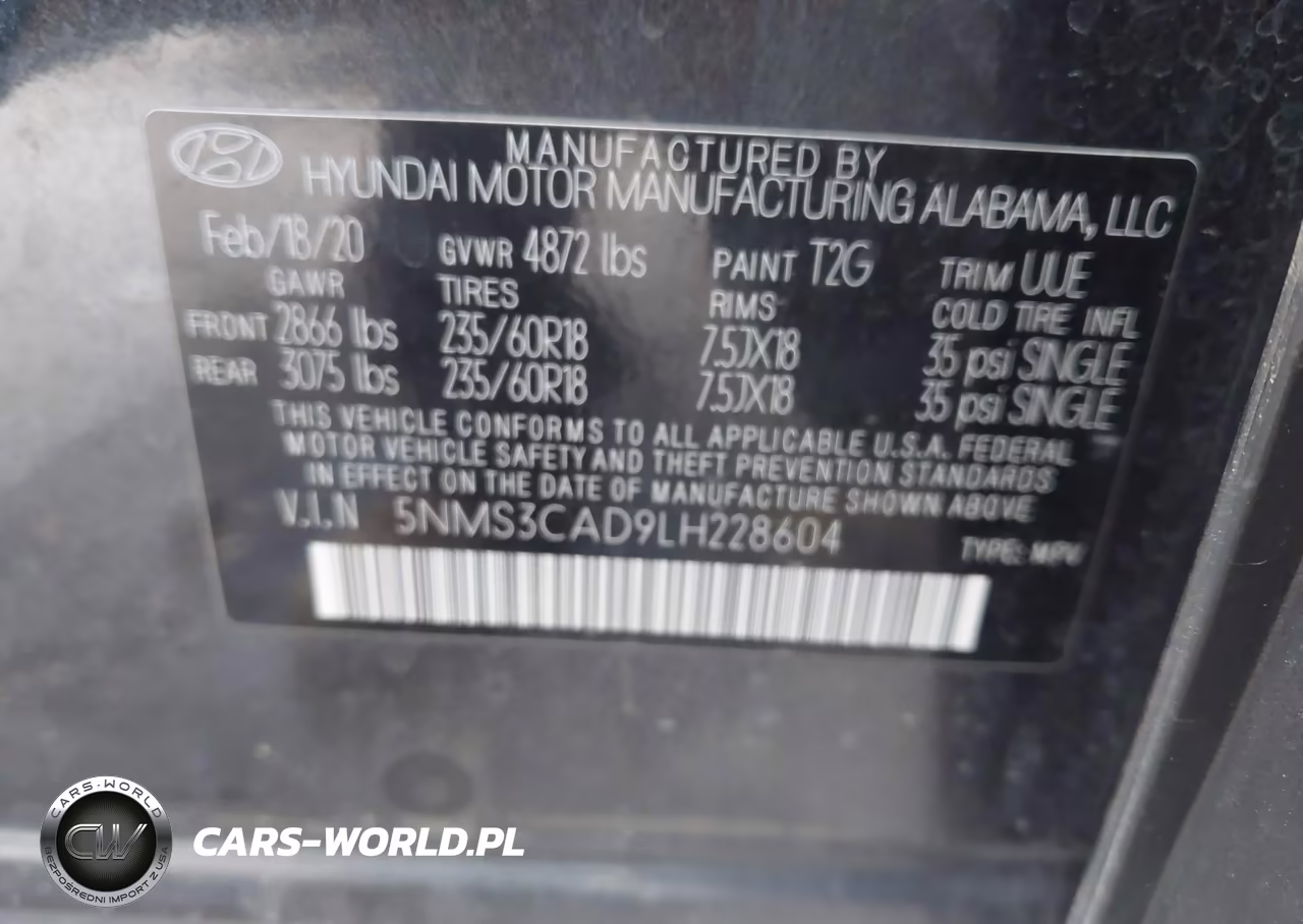 2020 Hyundai Santa Fe Sel VIN:5NMS3CAD9LH228604 - 9