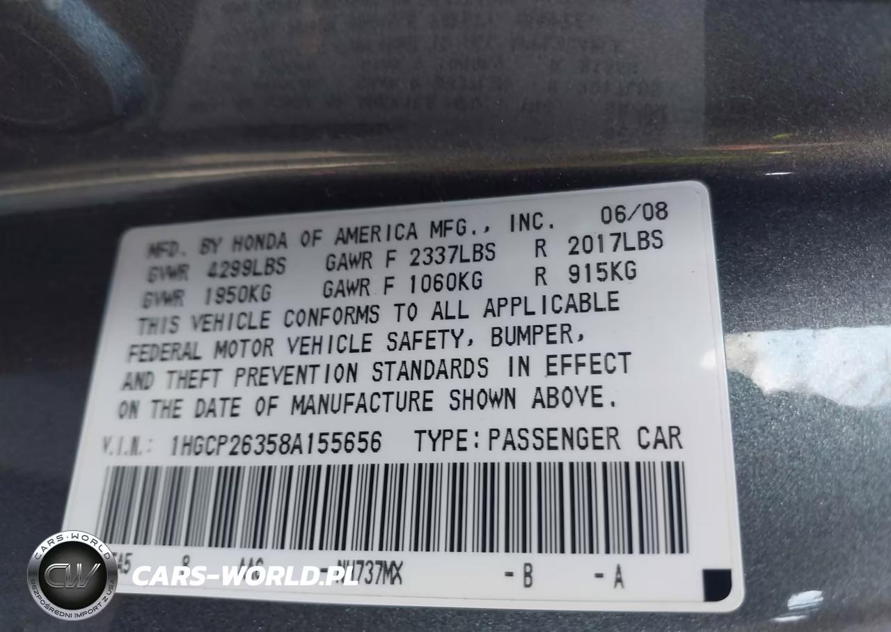 2008 Honda Accord 2.4 Lx VIN:1HGCP26358A155656 - 7