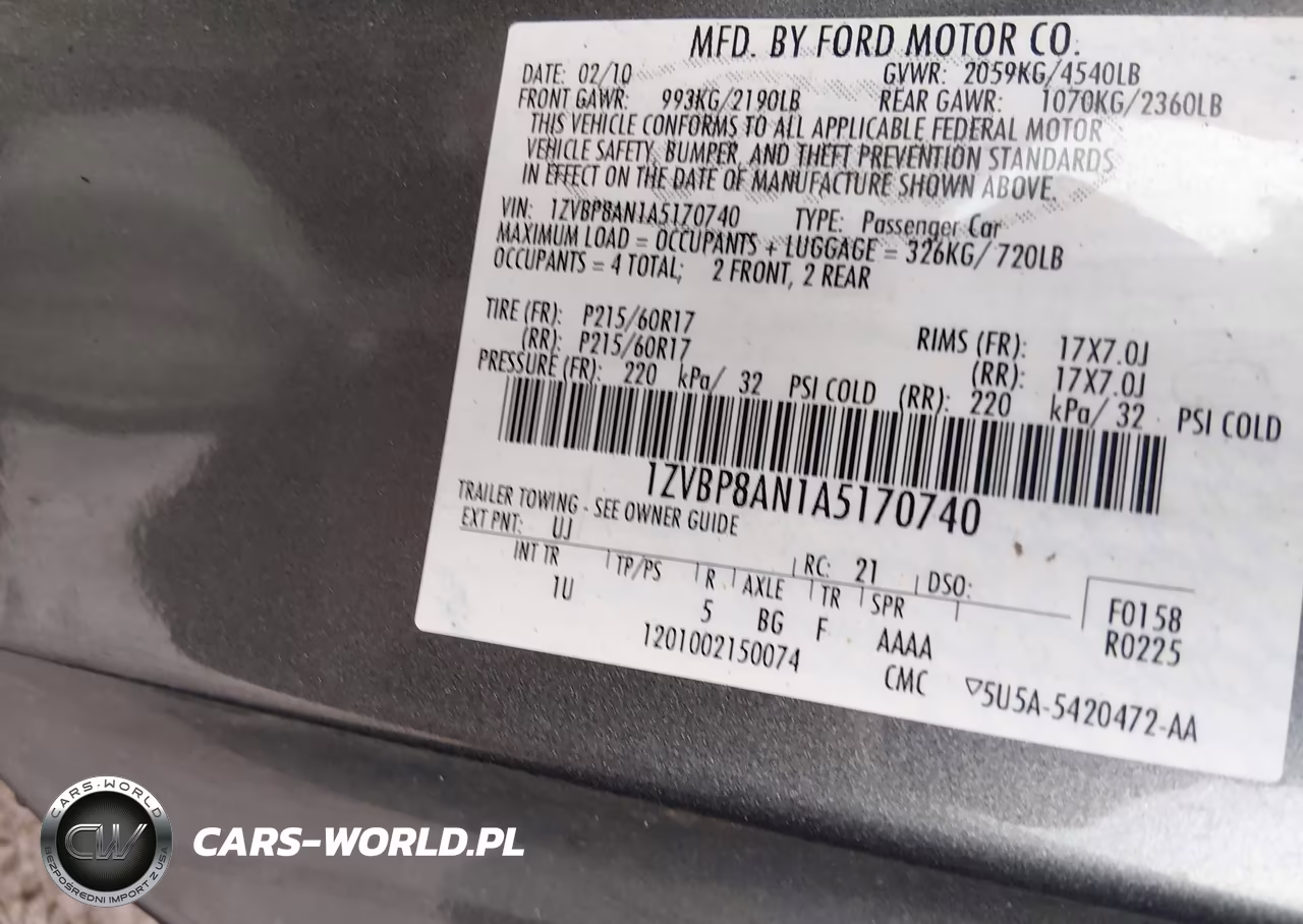 2010 Ford Mustang V6 VIN:1ZVBP8AN1A5170740 - 9