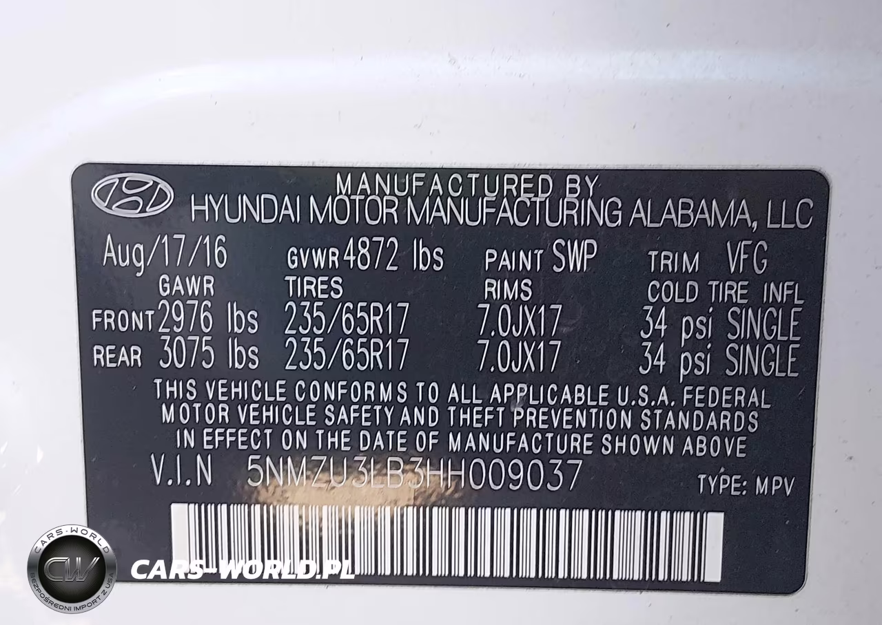 2017 Hyundai Santa Fe Sport 2.4L VIN:5NMZU3LB3HH009037 - 9