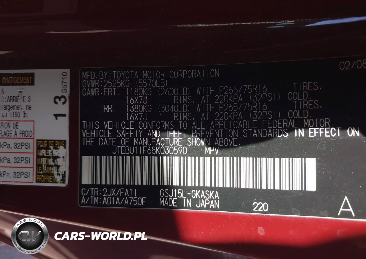 2008 Toyota Fj Cruiser VIN:JTEBU11F68K030590 - 9
