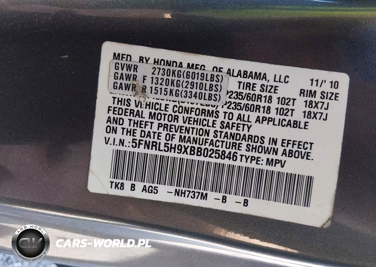 2011 Honda Odyssey Touring-Touring Elite VIN:5FNRL5H9XBB025846 - 9
