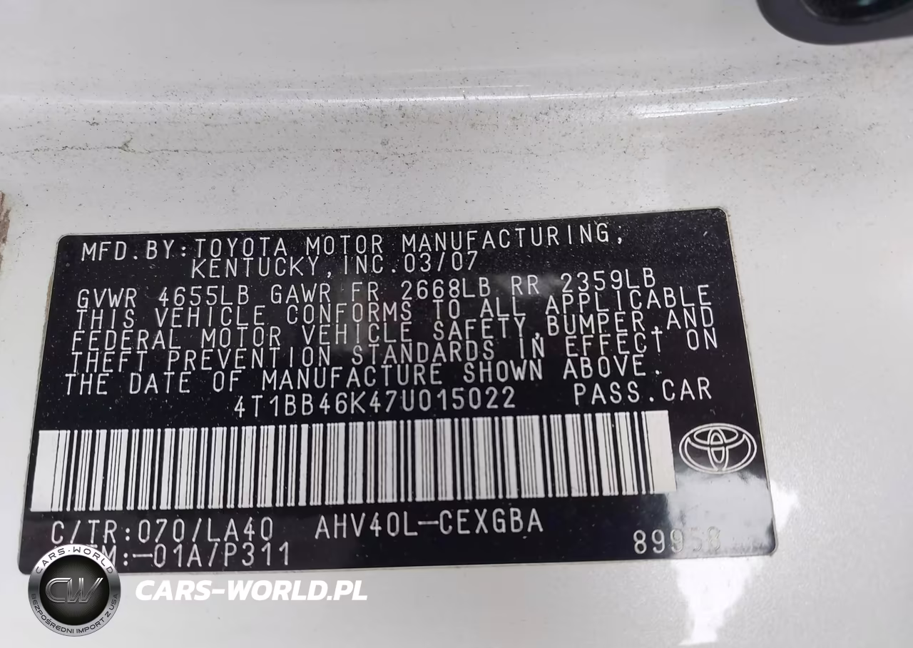 2007 Toyota Camry Hybrid VIN:4T1BB46K47U015022 - 9