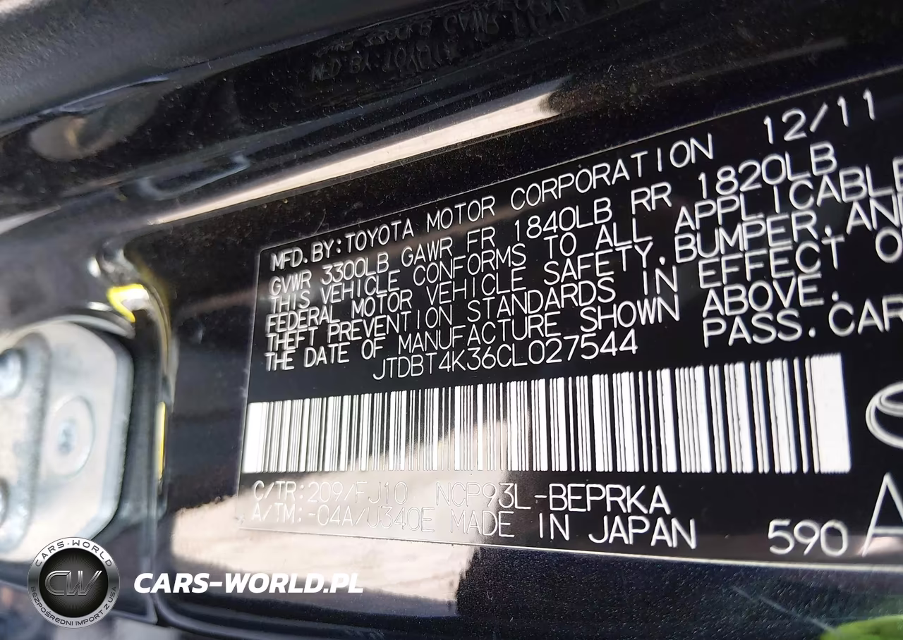 2012 Toyota Yaris VIN:JTDBT4K36CL027544 - 9