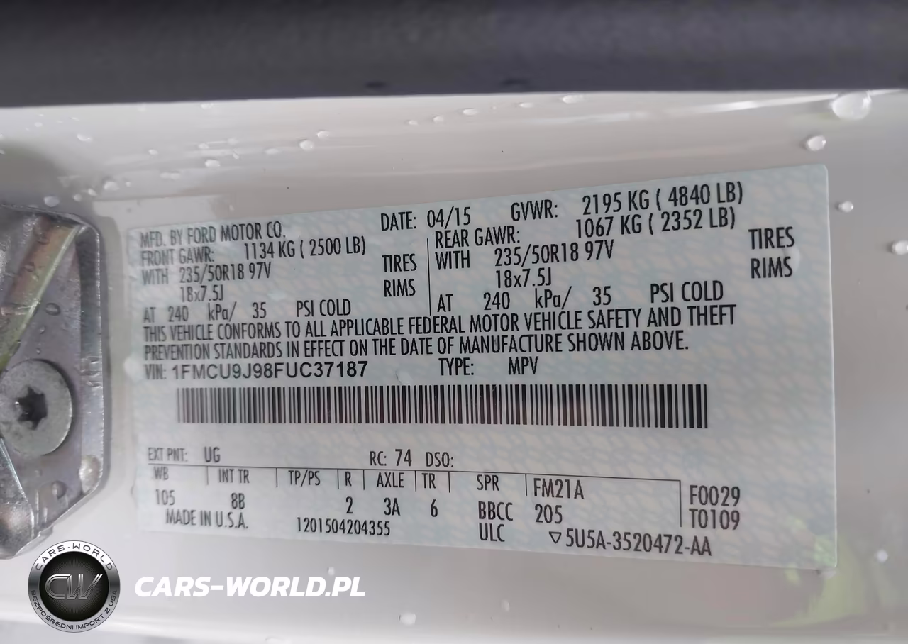 2015 Ford Escape Titanium VIN:1FMCU9J98FUC37187 - 9