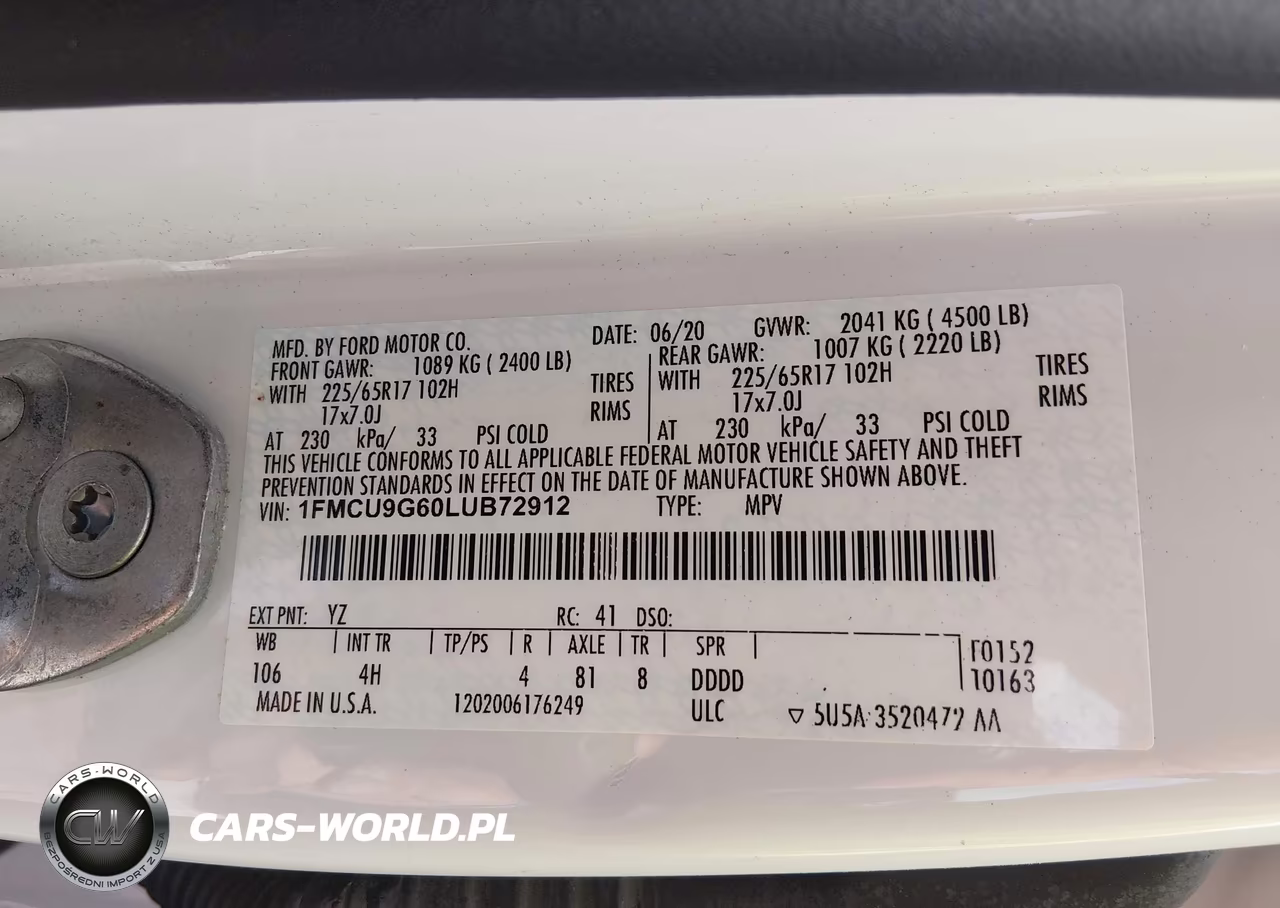 2020 Ford Escape Se VIN:1FMCU9G60LUB72912 - 9