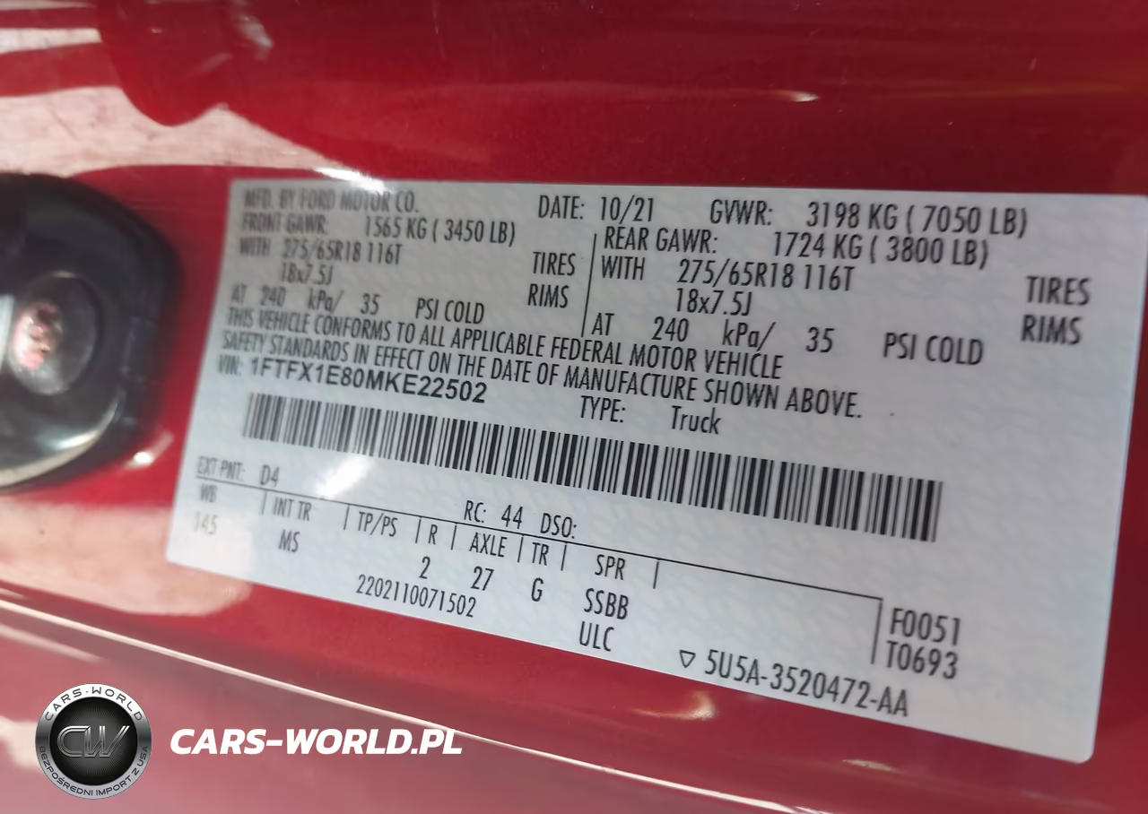 2021 Ford F-150 Xlt VIN:1FTFX1E80MKE22502 - 9