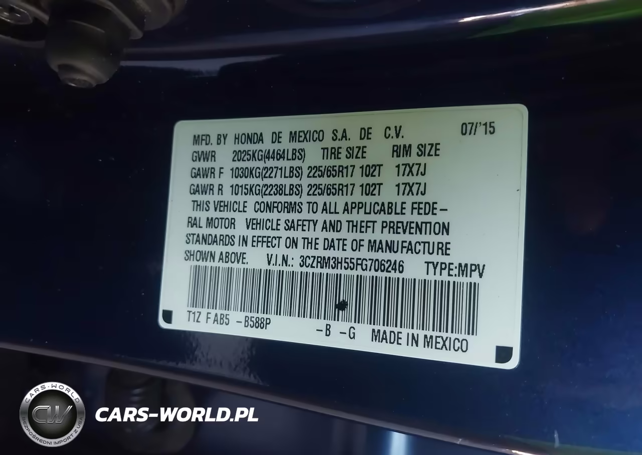 2015 Honda Cr-V Ex VIN:3CZRM3H55FG706246 - 9