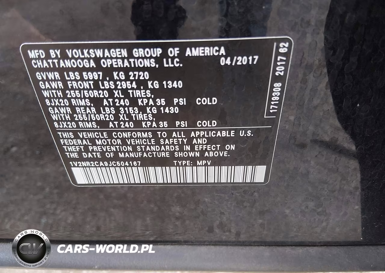 2018 Volkswagen Atlas 3.6L V6 Sel Premium VIN:1V2NR2CA9JC504167 - 9