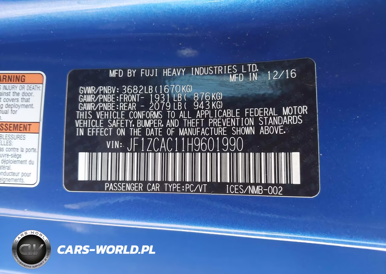 2017 Subaru Brz Limited VIN:JF1ZCAC11H9601990 - 9
