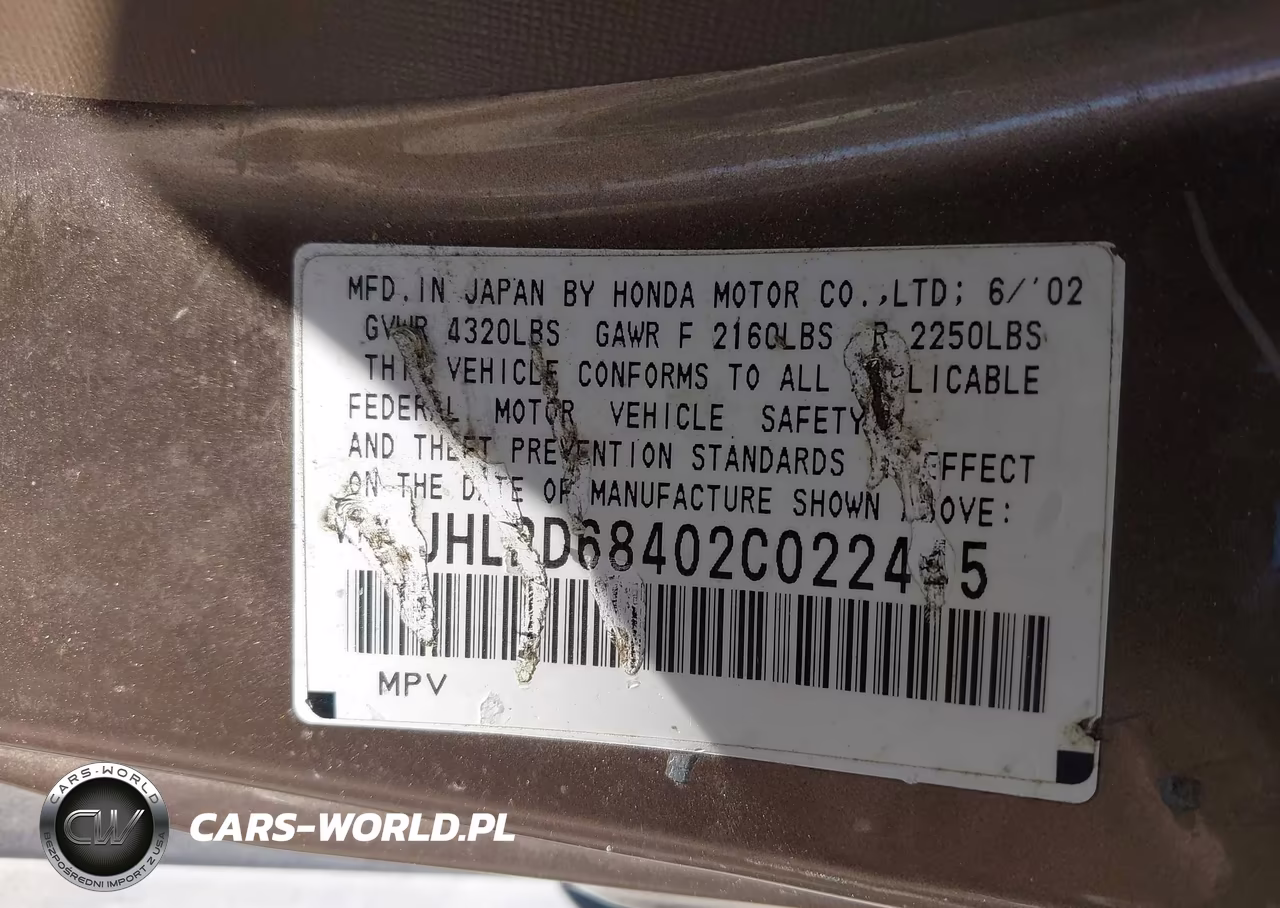 2002 Honda Cr-V Lx VIN:JHLRD68402C022445 - 9