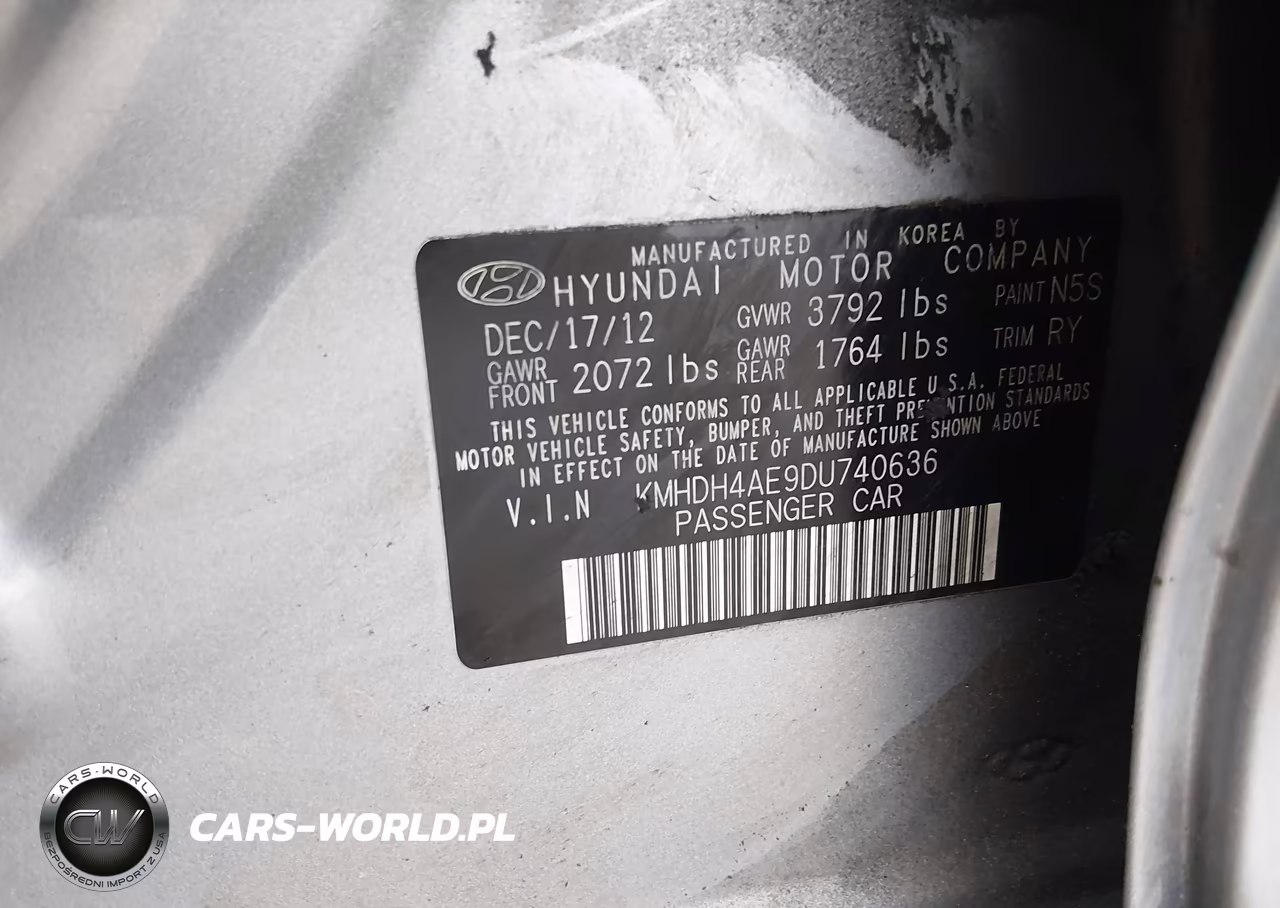 2013 Hyundai Elantra Limited VIN:KMHDH4AE9DU740636 - 9
