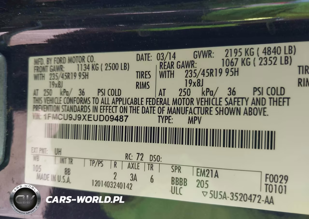 2014 Ford Escape Titanium VIN:1FMCU9J9XEUD09487 - 9