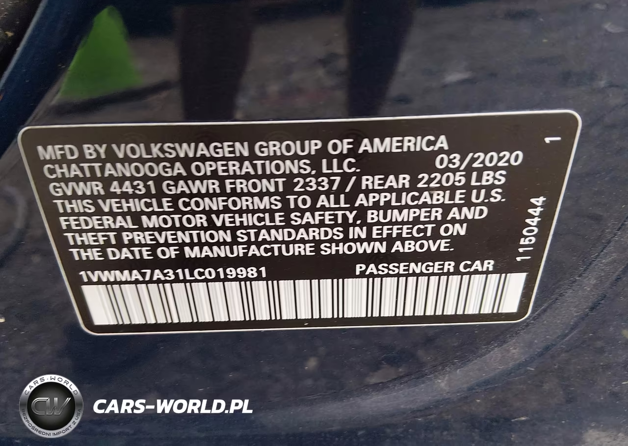 2020 Volkswagen Passat 2.0T R-Line VIN:1VWMA7A31LC019981 - 9