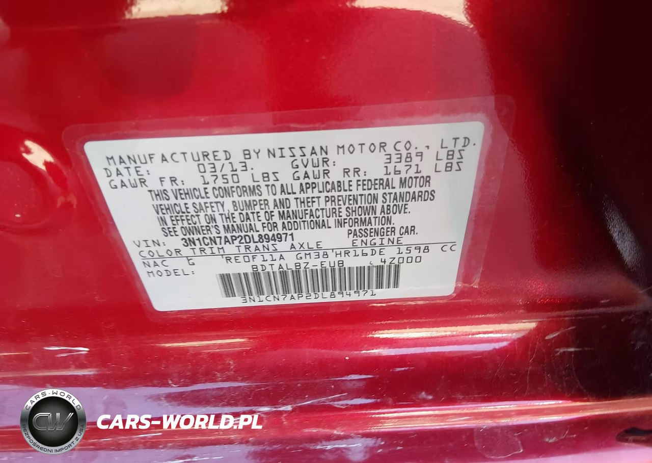 2013 Nissan Versa 1.6 Sv VIN:3N1CN7AP2DL894971 - 9