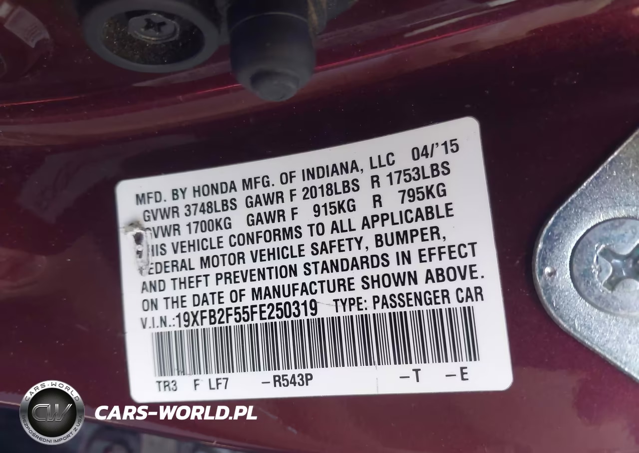 2015 Honda Civic Lx VIN:19XFB2F55FE250319 - 9