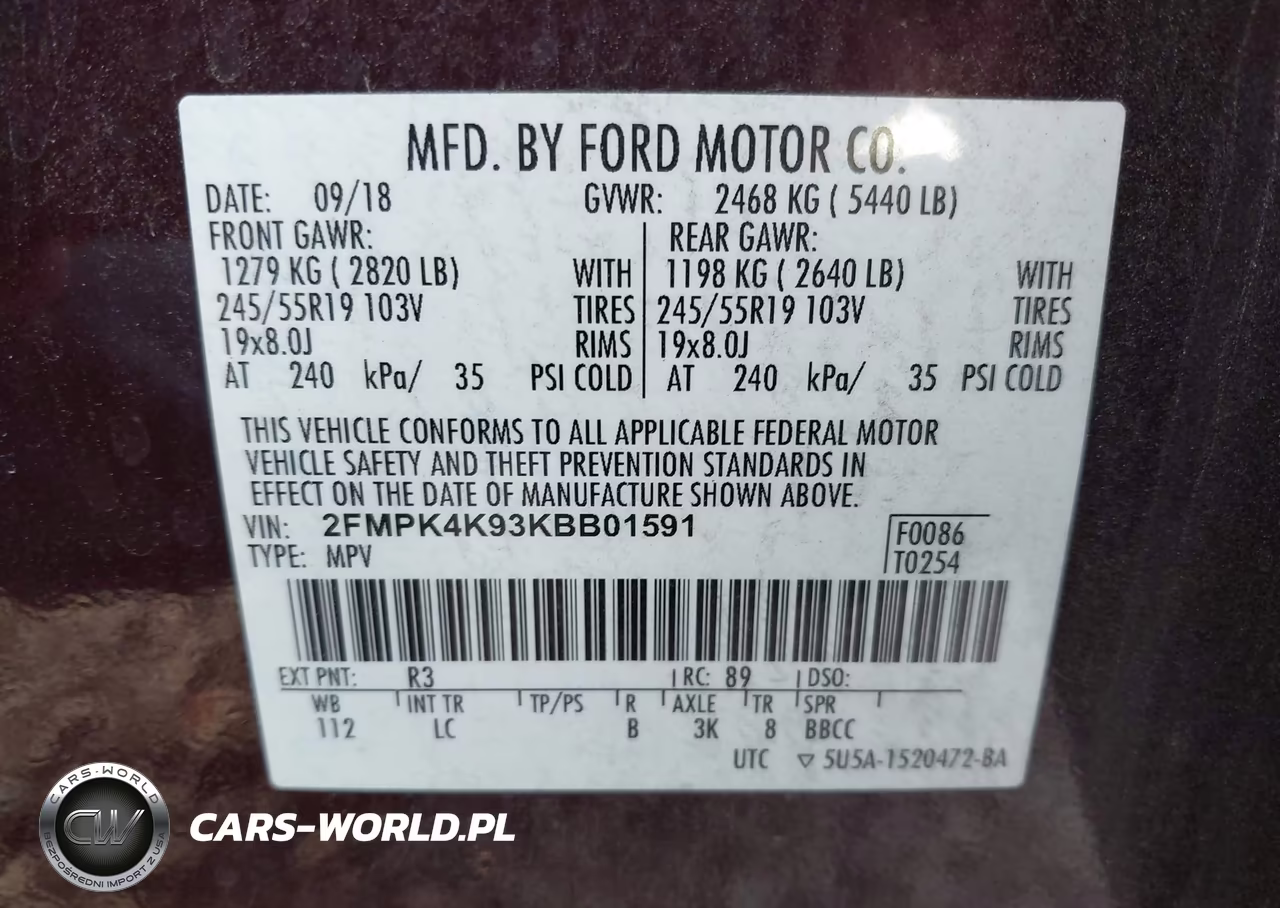 2019 Ford Edge Titanium VIN:2FMPK4K93KBB01591 - 9