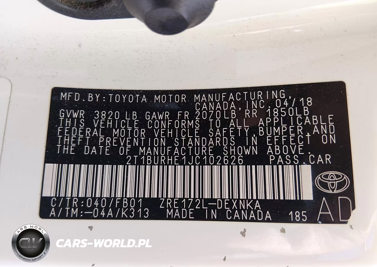 2018 Toyota Corolla Le VIN:2T1BURHE1JC102626 - 9