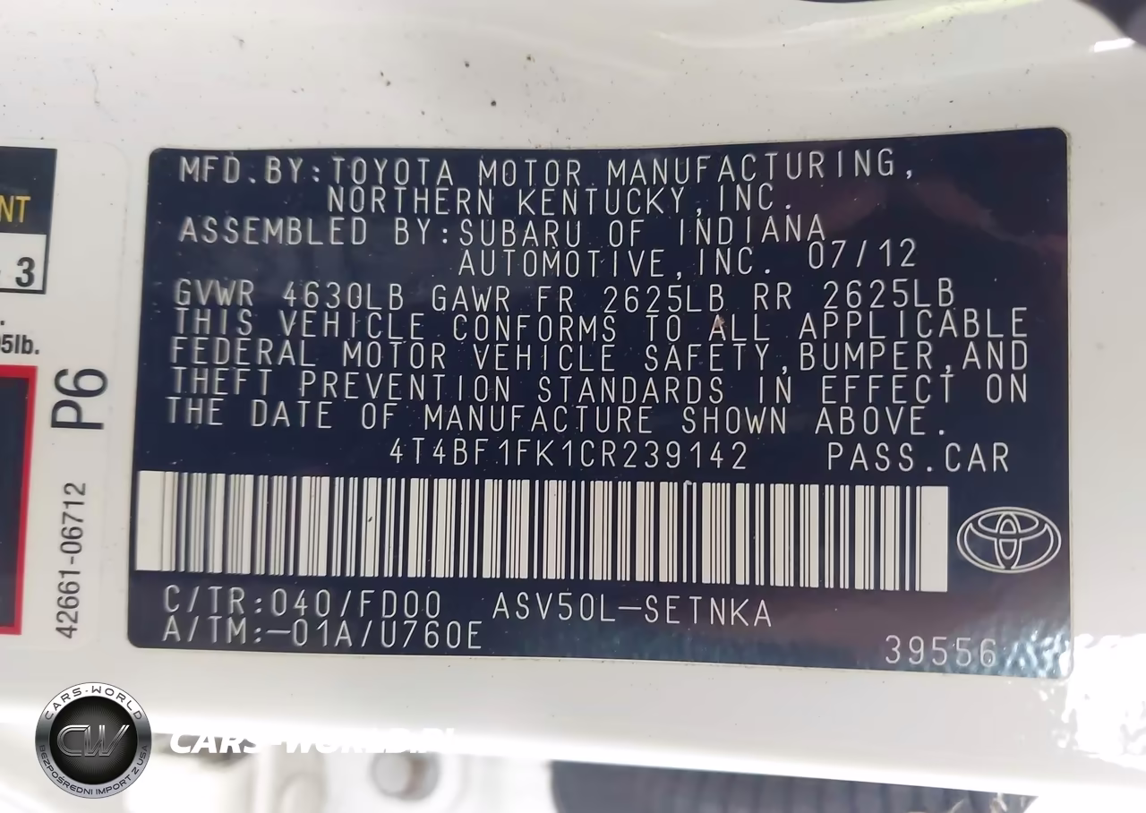 2012 Toyota Camry Le VIN:4T4BF1FK1CR239142 - 9