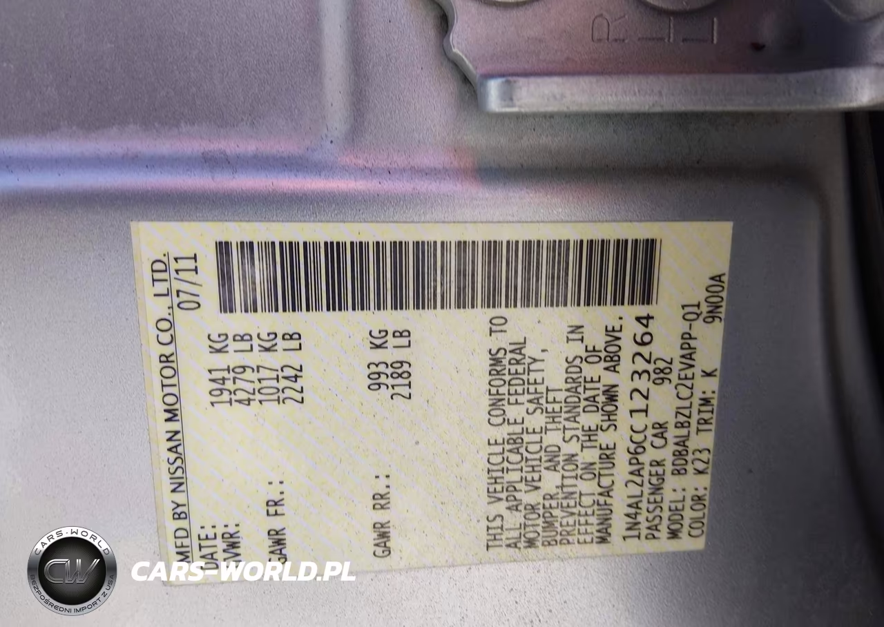 2012 Nissan Altima Base VIN:1N4AL2AP6CC123264 - 9