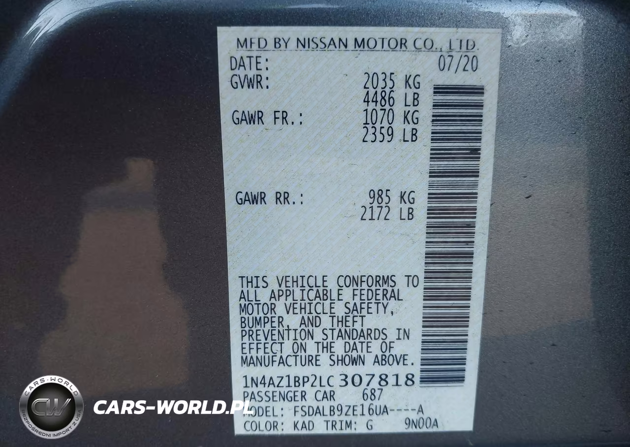 2020 Nissan Leaf S 40 Kwh VIN:1N4AZ1BP2LC307818 - 9