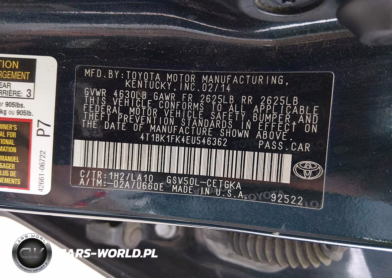 2014 Toyota Camry Xle V6 VIN:4T1BK1FK4EU546362 - 9