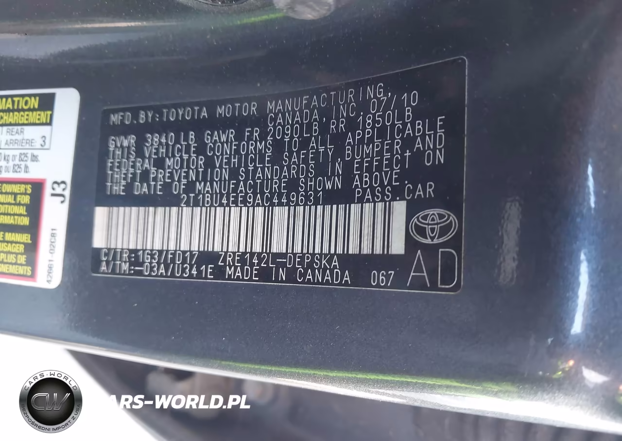 2010 Toyota Corolla S VIN:2T1BU4EE9AC449631 - 9