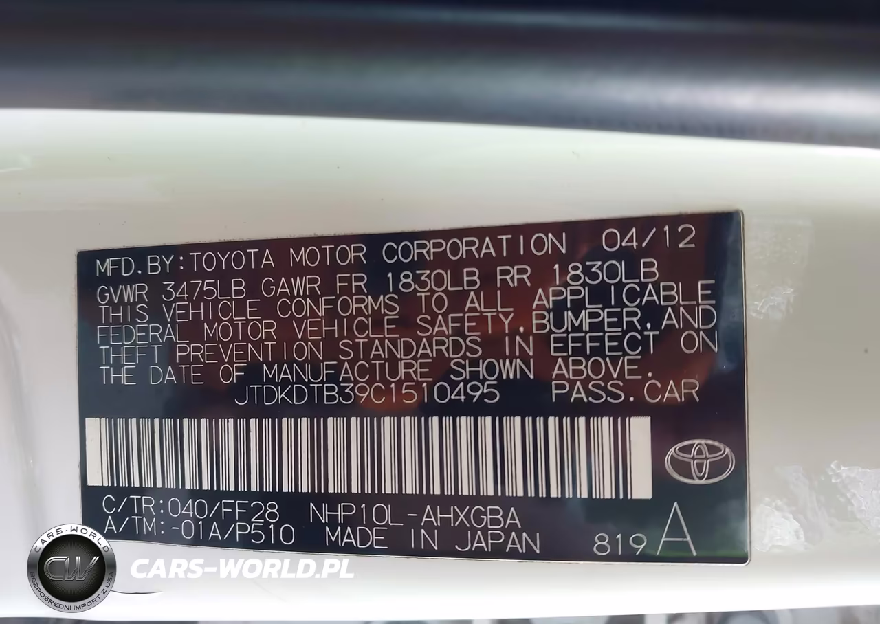 2012 Toyota Prius C Three VIN:JTDKDTB39C1510495 - 9