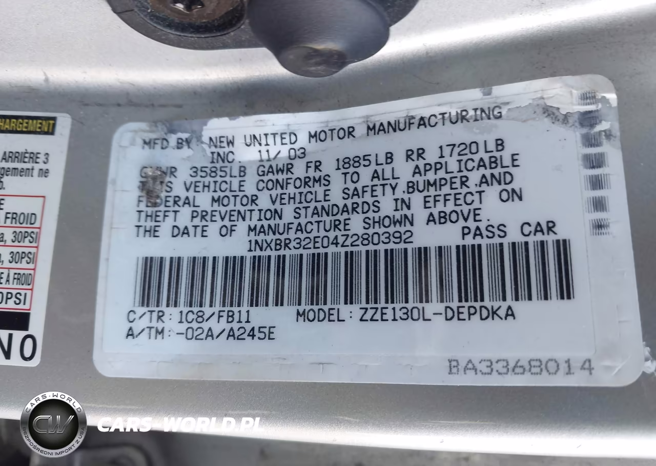 2004 Toyota Corolla Ce VIN:1NXBR32E04Z280392 - 9
