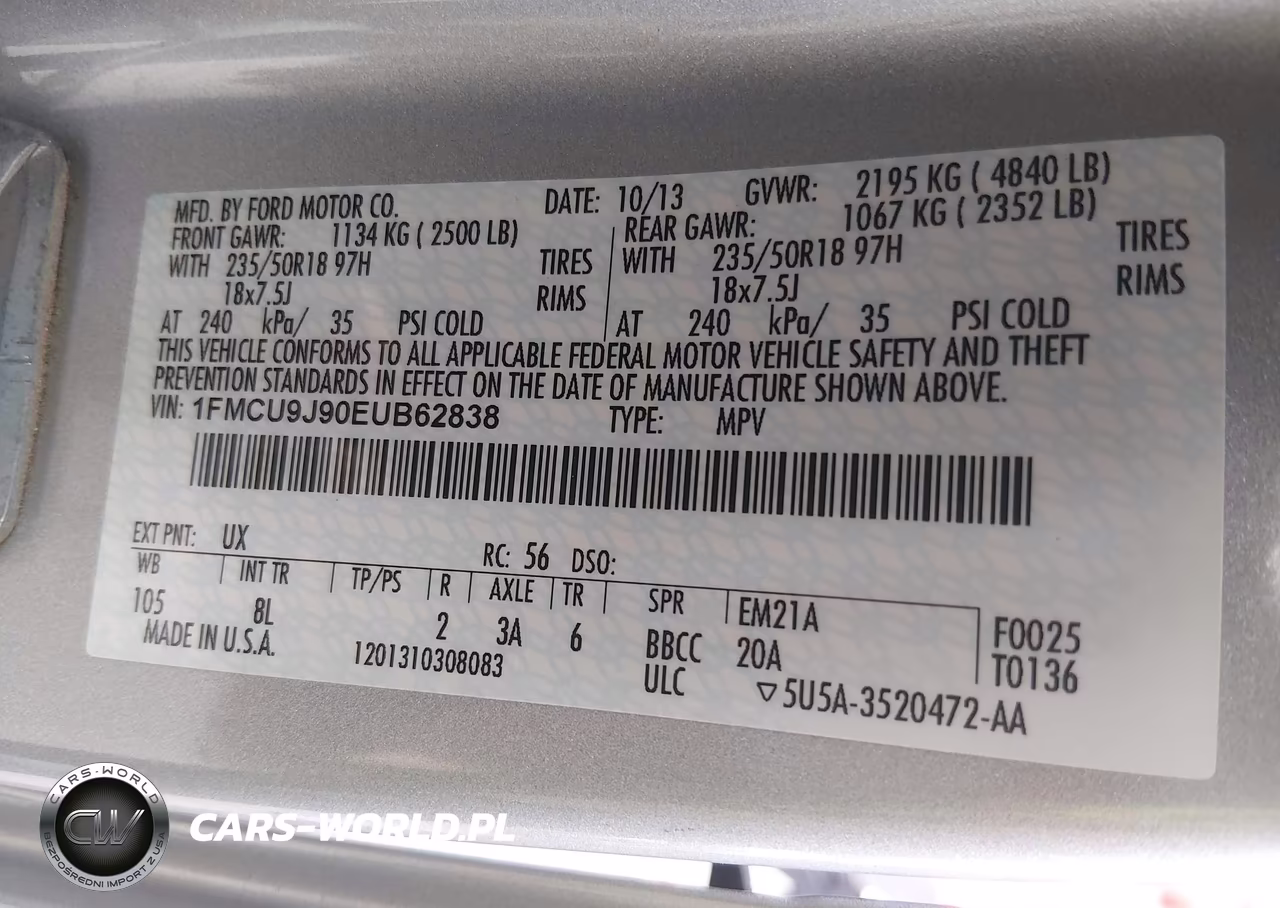 2014 Ford Escape Titanium VIN:1FMCU9J90EUB62838 - 9