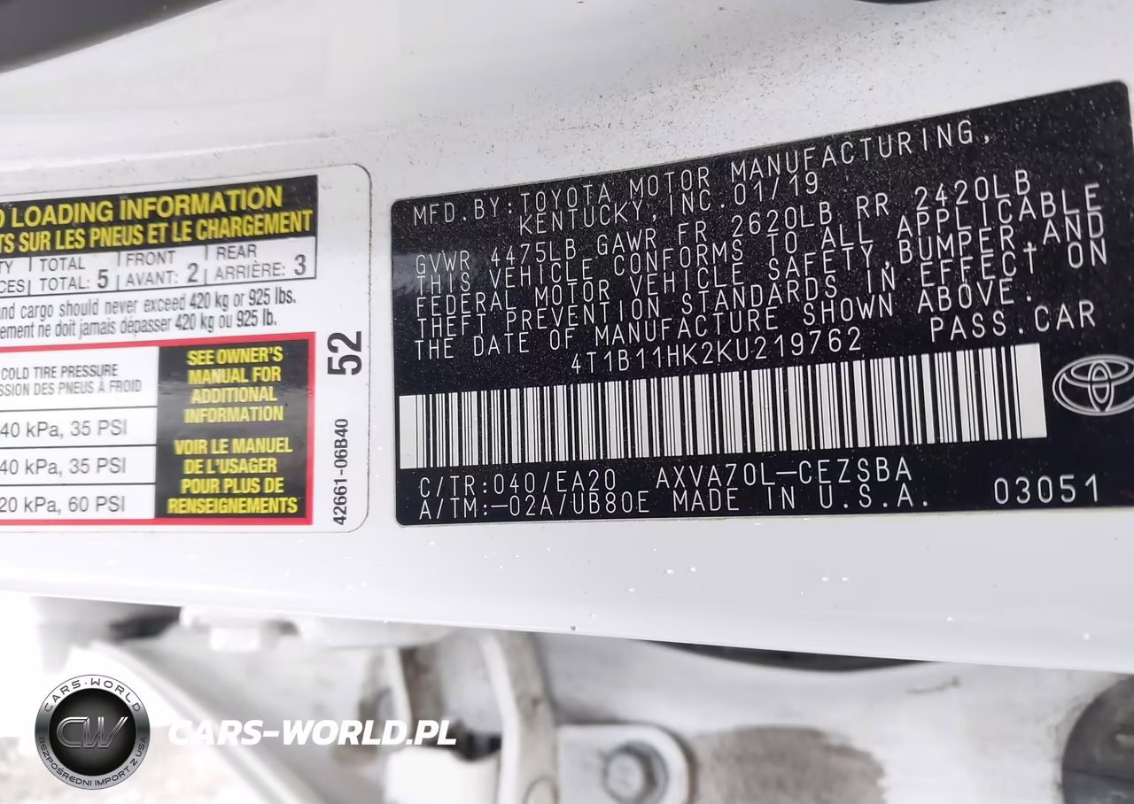 2019 Toyota Camry Se VIN:4T1B11HK2KU219762 - 9