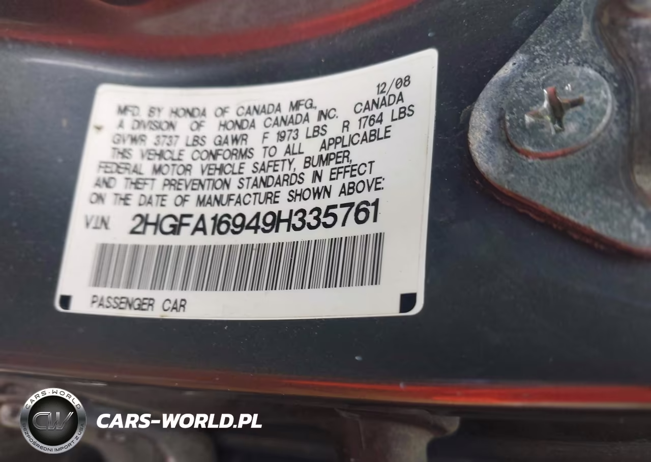 2009 Honda Civic Ex-L VIN:2HGFA16949H335761 - 9